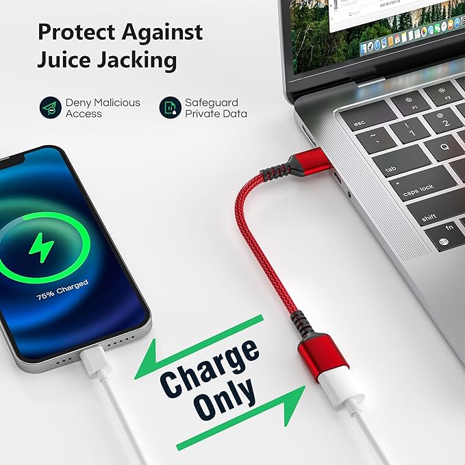 RUXELY USB Data Blocker & USB C Data Blocker 3-Pack,Charge Only Type A & Type C Cable,Data Blocking Defender,Protect Against Juice Jacking for iPhone 17e 17 16 15 14,Samsung S26 S25,iPad Air Tablet