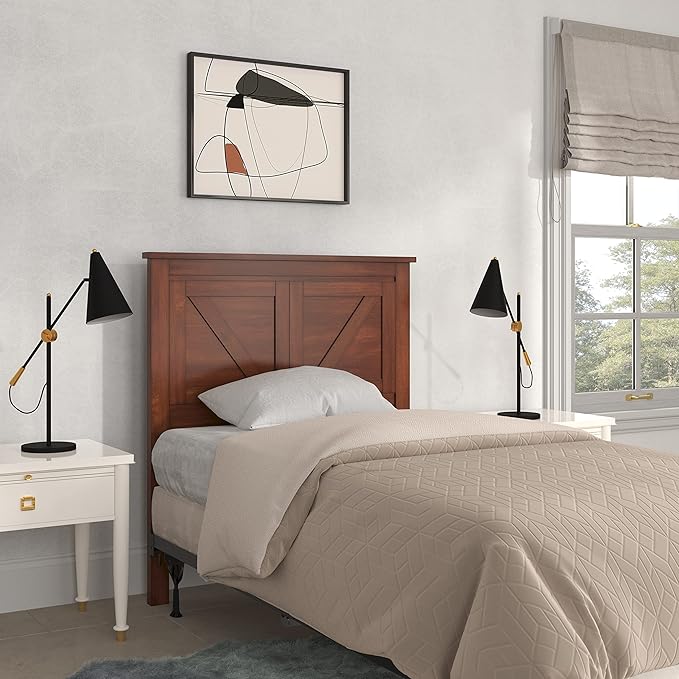 Glenwillow Home Farmhouse Style Wood Panel Headboard in Cherry - Twin Size