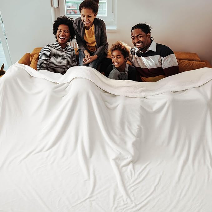 Bedsure GentleSoft Sherpa Fleece Oversized Cal King Blankets for Bed - Thick and Warm Throw for Women and Men, Soft Fuzzy Plush Large Blanket for Winter, White, 112x98 Inches