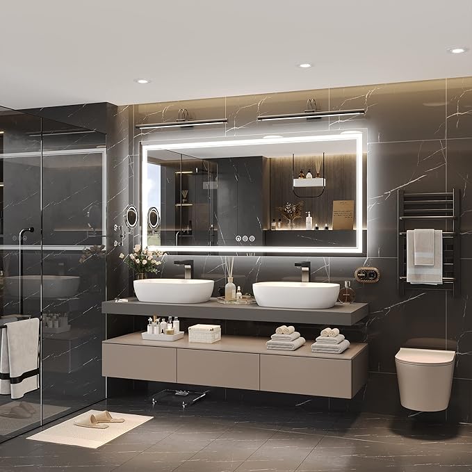 72x36 Inch Led Mirror for Bathroom with Front Light and Backlit, Dimmable Anti Fog Wall Bathroom Mirror with Led Lights, Water Proof, Decor Vanity Mirror