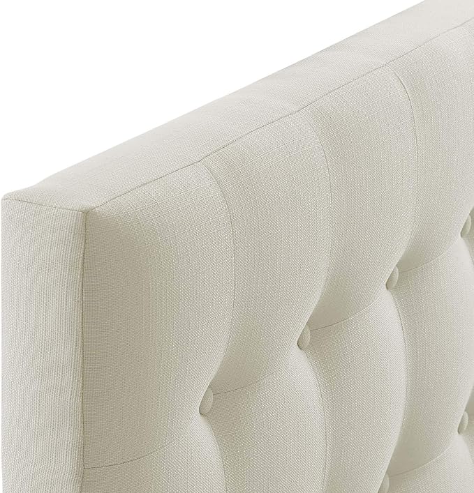 Modway Emily Tufted Button Linen Fabric Upholstered Twin Headboard in Ivory