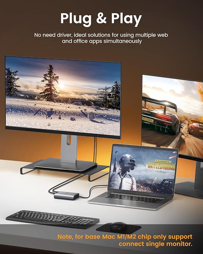 avedio links USB C to Dual HDMI Adapter 4K@60HZ, Type C to HDMI Splitter for Dual Monitors Extended Display,Compatible for USB C 3.0/3.1,Thunderbolt 3,Support Dual 4K 30Hz【MST Mode Only for Windows】