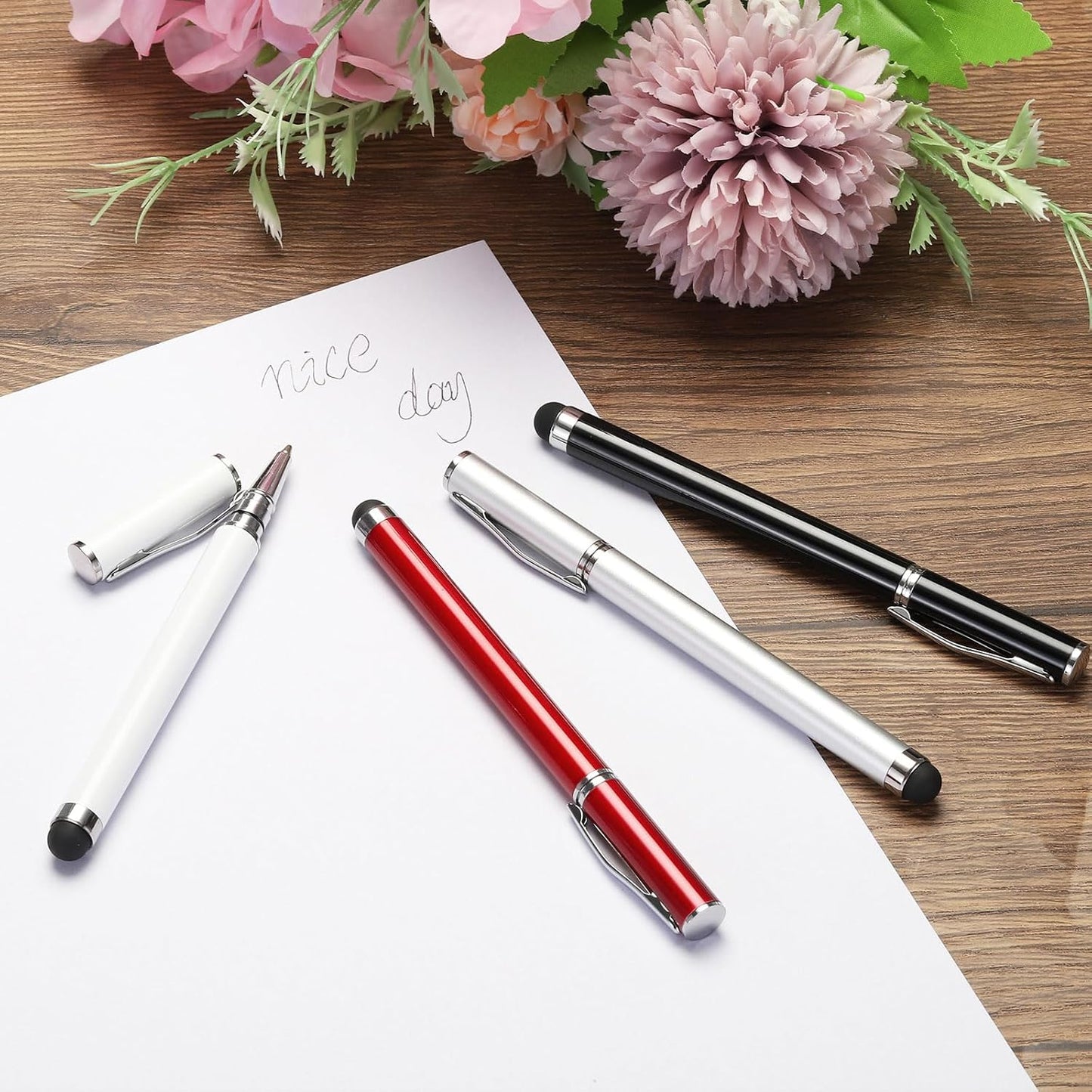 MECCANIXITY 4pcs Ballpoint Pen - 2 in 1 Ink Pen & Fine Point Rubber Stylus for All Touch Screens