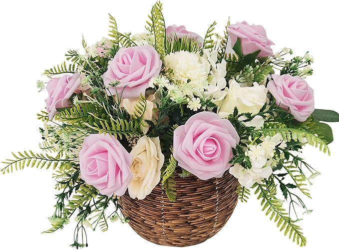 Artificial Flowers 25pcs Fake Roses, Baby Pink Foam Rose Faux Flower for DIY Wedding Bouquets Bridal Shower Centerpieces Floral Arrangements Home Decorations Party Backdrops Table