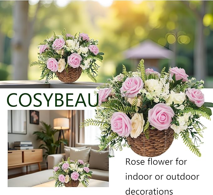 Artificial Flowers 25pcs Fake Roses, Baby Pink Foam Rose Faux Flower for DIY Wedding Bouquets Bridal Shower Centerpieces Floral Arrangements Home Decorations Party Backdrops Table