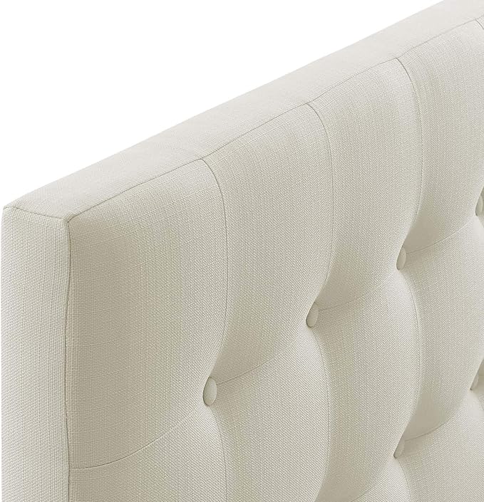 Modway Emily Tufted Button Linen Fabric Upholstered Full Headboard in Ivory