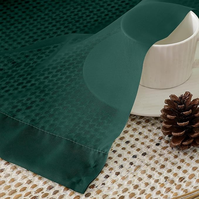 OVZME Hunter Green Sheer Curtains 84 Inches Long 2 Panels - Soft Light Filtering Window Sheer Panels for Living Room/Bedroom, Top Dual Rod Pocket, 1 Pair, Each 42Wx84L Inches