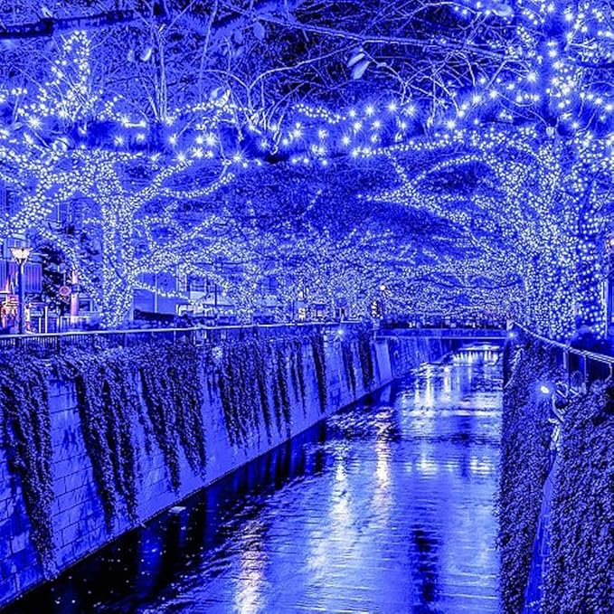 Christmas String Lights, 33FT 100 LEDs Blue Halloween String Lights 8 Modes Fairy Lights with End-to-End Plug Decoration for Christmas Tree Indoor Outdoor