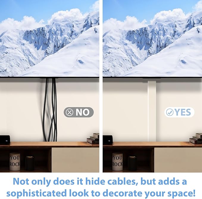 Wire Cover for Wall Mount TV, 32in (2X L16in) Wall Cord Cover, X-Large TV Cable Hider Hide Cords Wall Mounted TV, Cord Hider Wall, Wall Cable Cover Cable Raceway Beige W1.54in x H0.75in