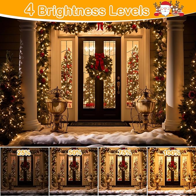 Decute 300Led 99FT Copper Wire Christmas Fairy String Lights Dimmable with Remote Control Starry Lights with UL Cerficated Decorative for Party Wedding Bedroom Yard Christmas Tree Warm White