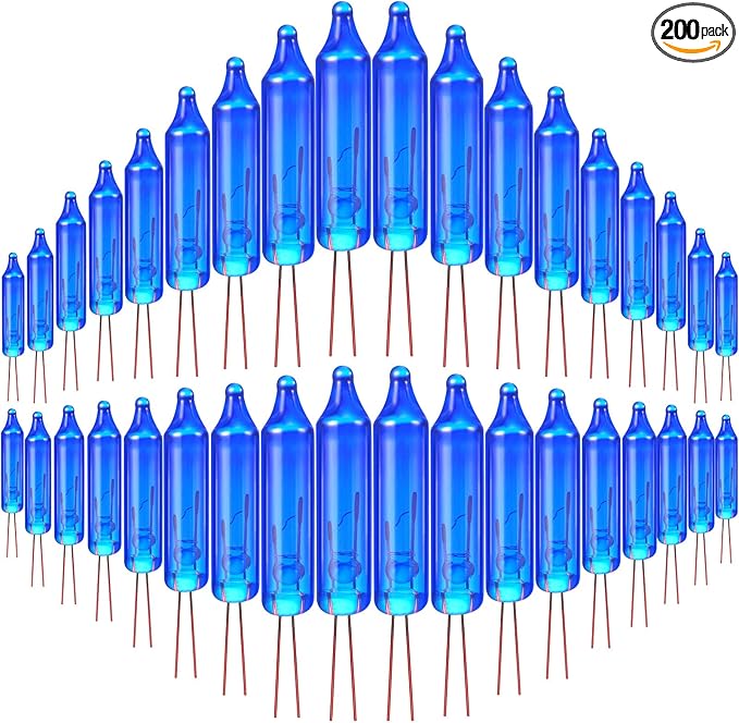 Mudder 200 Count 2.5V Christmas 50/100/150/200 Count Mini Incandescent Wire String Lights Replacement Bulbs Indoor/Outdoor Christmas Lights Decorations for Home Xmas Tree(Blue)