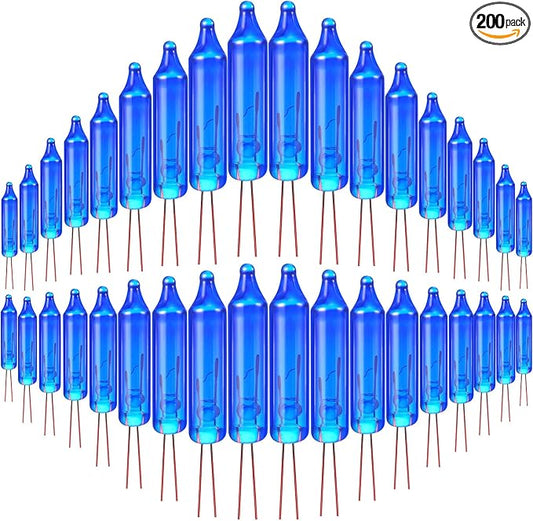Mudder 200 Count 2.5V Christmas 50/100/150/200 Count Mini Incandescent Wire String Lights Replacement Bulbs Indoor/Outdoor Christmas Lights Decorations for Home Xmas Tree(Blue)