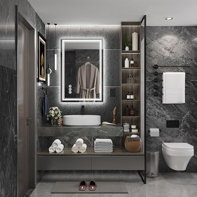 24x36 Inch Led Mirror for Bathroom with Front Light and Backlit, Dimmable Anti Fog Wall Bathroom Mirror with Led Lights, Water Proof, Decor Vanity Mirror