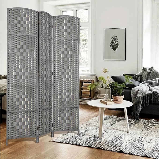 Rose Home Fashion 6 ft Tall Room Divider, Room Dividers and Folding Privacy Screens, 15.7in Privacy Screen 3 Panel Partition Temporary Wall Separation for Private, Grey