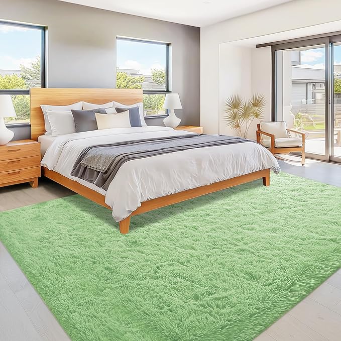 8x10 Area Rug for Living Room: Fluffy Shag Soft Washable Rugs Large Fuzzy Plush Indoor Carpet for Bedroom Nursery Playroom Kids Girls Boys Room (Sage Green, 8'x10')