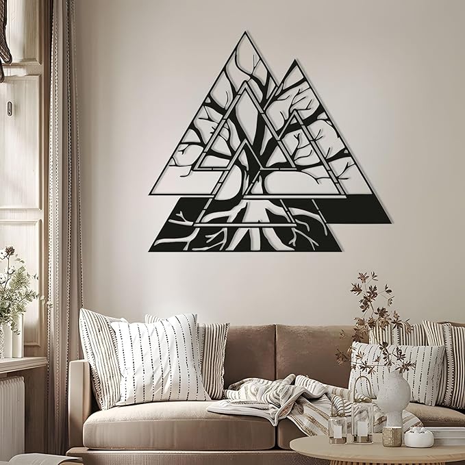 Veplsur Tree of Life Metal Wall Art, Norse Viking Decor, Pagan Wall Decor, Tree of Life Wall Sculpture, Scandinavian Home Decor, Godly Home Decor (White, 39"x39"|100x100cm)