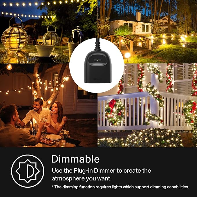 Kasa Outdoor Smart Dimmer Plug, IP64 Plug- in Dimmer for Outdoor String Lights, Compatible with Alexa, Google Assistant & SmartThings, Long Wi-Fi Range 2.4Ghz, No Hub Required, ETL Certified(KP405)