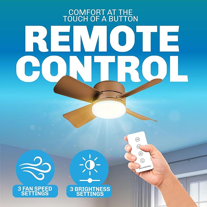 Bell+Howell Socket Breeze Socket Fan Light with Remote, Portable Small Ceiling Fans with Lights for Bedroom, Kitchen, Living Room, Ceiling Fan with Light 3500K, 1000 Lumens, Screws into E26/E27