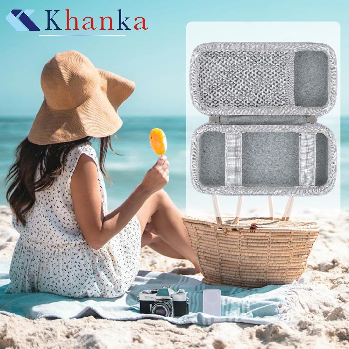 khanka Hard Travel Case Replacement for Anker MagGo 6.6k/10K Magnetic Power Bank/USB-C Adapter, 10k Power Bank, Case