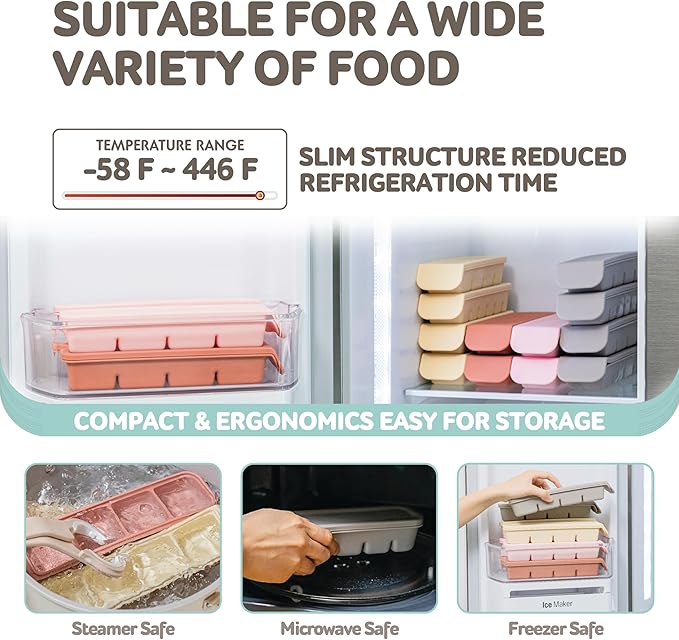 Silicone Freezer Trays with Lid, 0.7oz 12 Section - Leak Proof Silicone Freezer molds for Homemade Baby Food Breastmilk, Purees, Vegetables, Baby Food Jars Ice Tray with Lid BPA Free Indie Pink