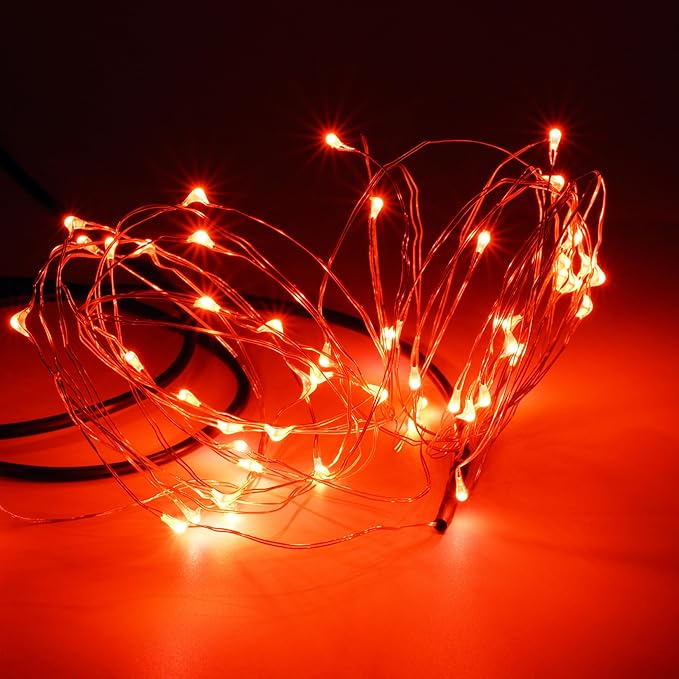 Karlling USB Plug in LED Fairy Lights,5 Packs of 50 LED Bulbs 16 Ft Silver Wire Waterproof Starry String Lights for Bedroom Patio Garden Party Wedding Commercial Lighting (Red)