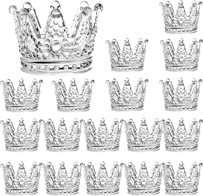 SOUJOY 18 Pack Tealight Candle Holder, Glass Crown Candle Holder, Crystal Votive Candle Stand for Dining Table Centerpiece Home Decor Wedding Part