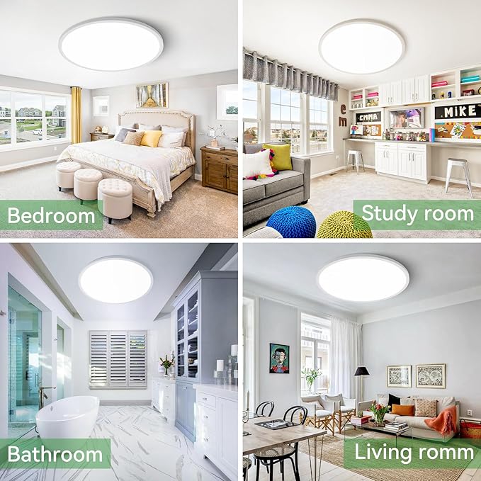 hepside 15.8INCH Big Dimmable Flush Mount Ceiling Light Fixture White, 3CCT 3000/4500/6000K Ceiling Lamp, 36W 4200LM Super Bright Low Profile Light for Bedroom, Kitchen, Bathroom, Hallway