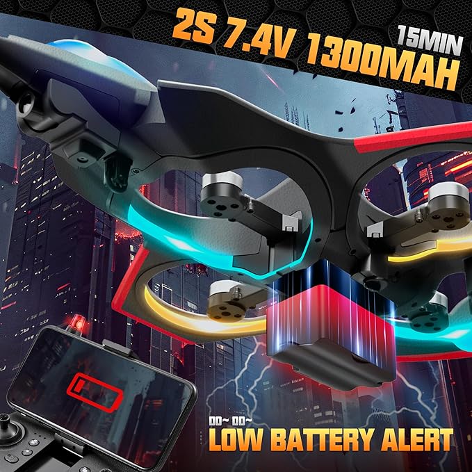 BEZGAR Brushless RC Plane with Camera | 2.4GHZ Remote Control Airplane, 6-axis Gyro Drones for Kids, RC Helicopter, 360°Flip Jet Fighter for Beginners with LED Navigation Lights