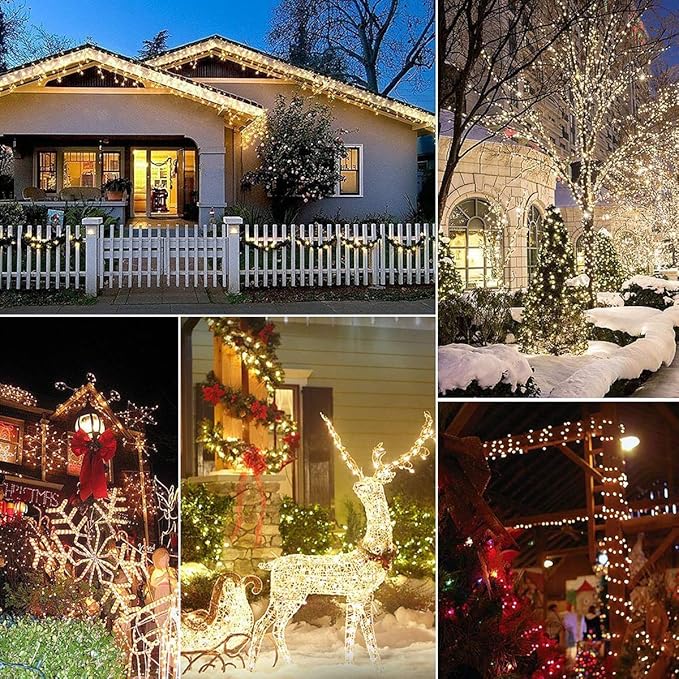 Decute 300LED 99FT Christmas Tree String Lights Green Wire Dimmable with Remote Control, UL Listed Plug in Fairy Starry Lights Decorative for Christmas Tree Party Wedding Indoor Outdoor Warm White