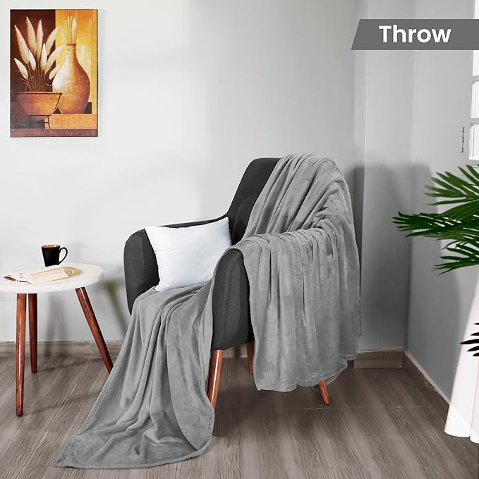 Utopia Bedding Fleece Blanket Throw Size Ash Grey 300GSM Luxury Anti-Static Fuzzy Soft Microfiber Blanket for Couch, Sofa and Bed (60x50 Inch)