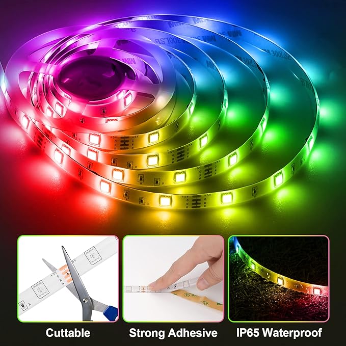 HOUHUI LED Strip Lights Kit, 2x6.56Ft RGB LED Lights Strip for 40-60in TV LED Backlight, Color Changing Strip Light Waterproof IP65 with Remote, USB TV Lights Bias Lighting for Home PC Monitor Desk