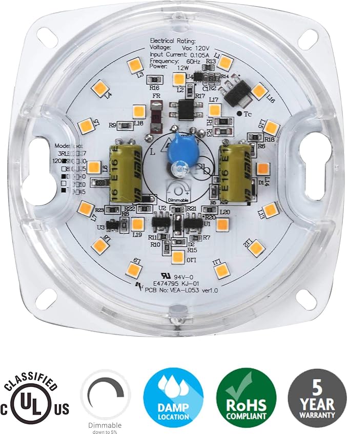 Legental 3" LED Light Engine - 4.04" Overall Size, 10W 850LM, 5000K Daylight, Dimmable Retrofit Module for Ceiling Lights, Ceiling Fans, Pendants, Lanterns, Garden Fixtures, UL/ES/JA8 Certified