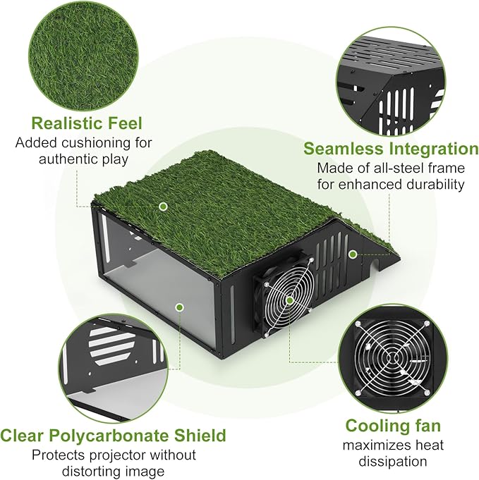 Golf Simulator Projector Cover, Floor-Mounted Projector Enclosure with Cooling Fan and Turf Cover, Durable Protection for Your Golf Simulation, Easy installation