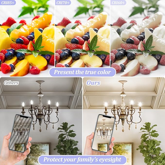 Brightever E12 Candelabra LED Light Bulbs 40W Equivalent, 4W Small Candle Light Bulbs Neutral Light 4000K, Type B Ceiling Fan Lightbulbs for Chandelier, Table Lamps, Non-Dimmable, Pack of 12