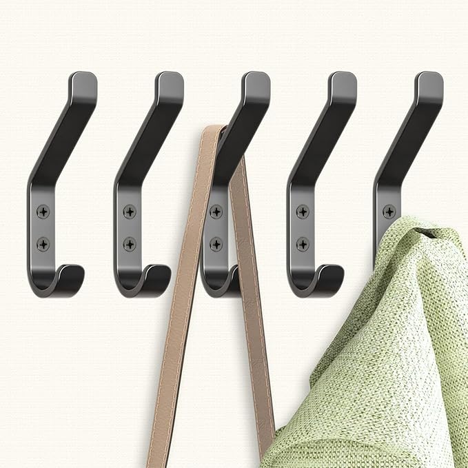 GlazieVault Coat Hooks Wall – Door Hooks (10 Pack) - Heavy Duty Wall Mounted - Premium Design Rust Free Hooks