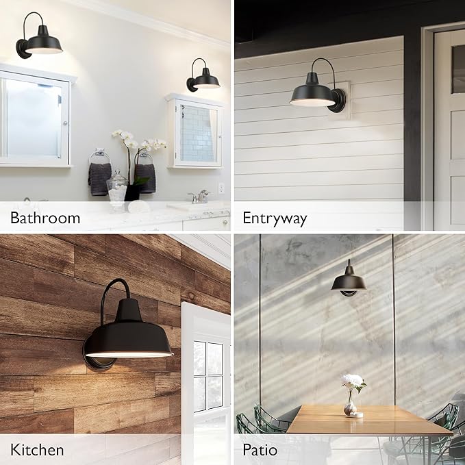 Design House Mason 1-Light Indoor/Outdoor Wall Light with Metal Shade, Wet Rated for Porch, Patio, and Garage, 579375