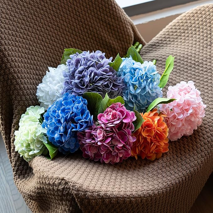 3PCS 22 inch Lifelike Artificial Hydrangea Large Real Touch Flowers Artificial Flowers Dry Flowers Outdoor Wedding Christmas Office Family Party Living Room Table Decoration (Light Green)
