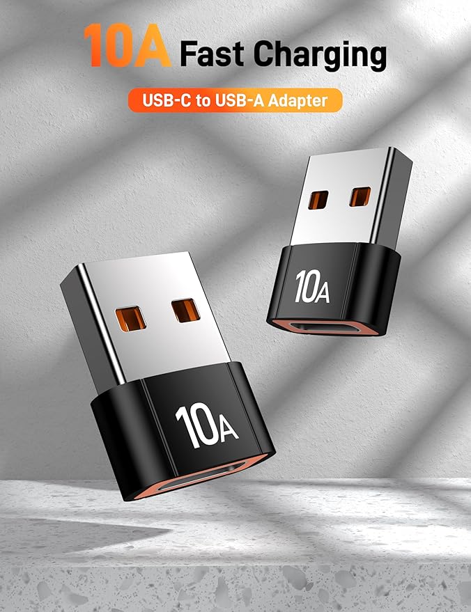 USB to USB C Adapter(10 Pack), Type C Female to USBA Male Block Converter for MacBook, Notebook, Tablet, Smartphone, Airpods, Galaxy S23 S24 A34, iPad 10 Air 4 5.