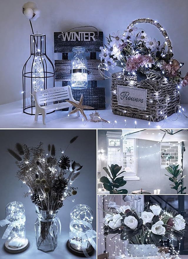 Fairy Lights Plug in, 33Feet 100 LED USB Powered Twinkle Lights with Timer and Remote, Starry String Lights for Indoor Outdoor Wreath Wall Dorm Bedroom Mason Jar Christmas Decoration
