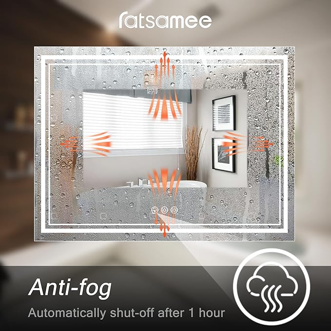 60x36 Inch Led Mirror for Bathroom with Front Light and Backlit, Dimmable Anti Fog Wall Bathroom Mirror with Led Lights, Water Proof, Decor Vanity Mirror