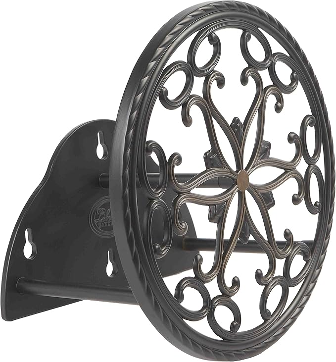Liberty Garden 671 Wall Mount Decorative Garden Hose Butler, Holds 125-Feet of 5/8-Inch Hose - Patina