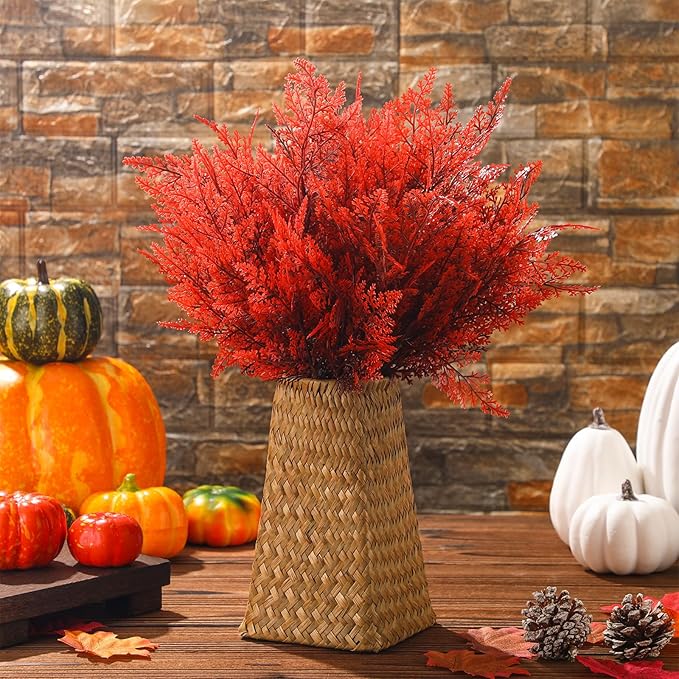 Crowye 40 Bundles Artificial Fall Flowers for Outdoor Decoration UV Resistant Faux Mums Plastic Plants for Garden Cemetery Porch Window Fireplace Patio Home Indoor Autumn Thanksgiving Fall Decor