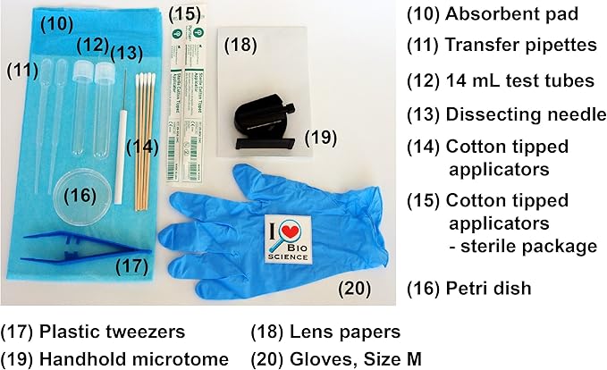 Rs' Science All-in-One Microscope Slide Preparation Kit, 40 Pieces