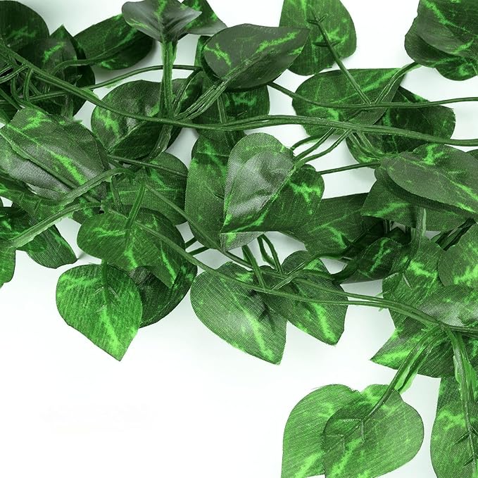 Tbestmax 473 Feet 72 Pack Artificial Ivy Leaf Plants, Green Vine Leaves, Greenery Hanging Garland, Fake Foliage Flowers for Home Kitchen Garden Office Wedding Wall Decor