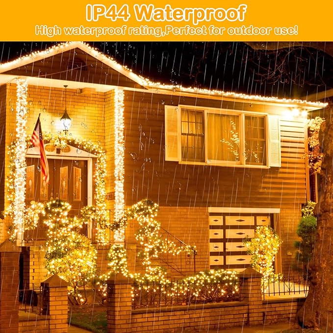 Decute 500LED 164FT Christmas Tree String Lights Green Wire Dimmable with Remote Control, UL Listed Plug in Fairy Starry Lights Decorative for Christmas Tree Party Wedding Indoor Outdoor Warm White