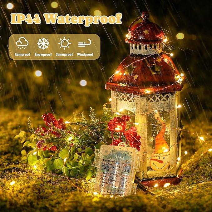 JMEXSUSS 2 Pack Fairy Lights Battery Operated with Remote, Total 400 LED 132ft Battery Powered String Lights, Christmas Twinkle Lights for Bedroom Indoor Outdoor Patio Tree Christmas Decor, Warm White