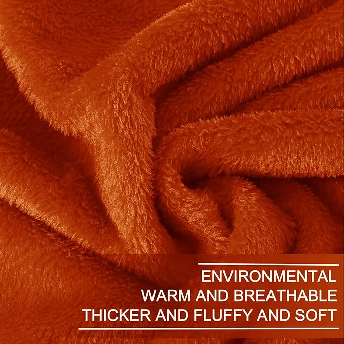 Fleece Blankets for All Season - Premium Lightweight Anti-Static Throw for King Size Bed Extra Soft Brush Fabric Warm Sofa Thermal Blanket 90" x 108"(Orange)