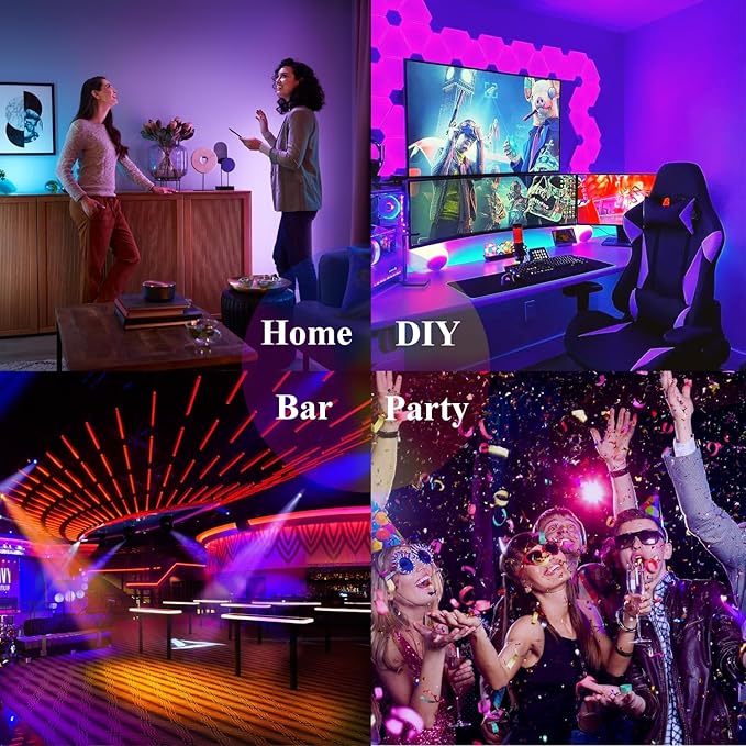 hyrion 50 ft LED Strip Lights SMD 5050 Led Lights Strip with 44 Keys Remote, 12 Volt Dimmable RGB Color Changing Tape Lighting for Bedroom,Living Room,Kitchen,Home Decor