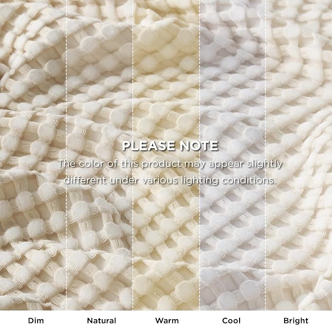Bedsure Cooling Cotton Waffle Queen Size Blanket - Lightweight Breathable Blanket of Rayon Derived from Bamboo for Hot Sleepers, Light Beige, 90x90 Inches