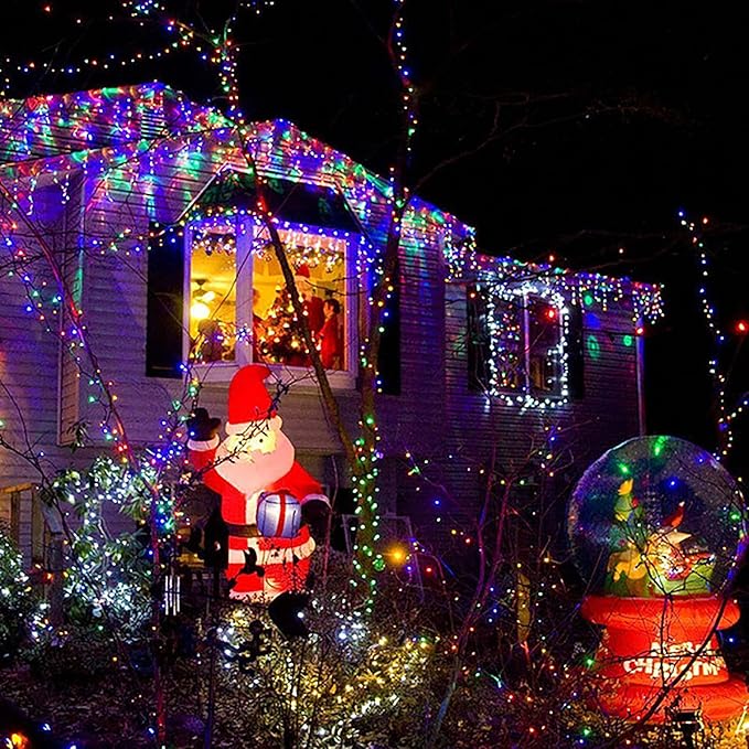 Toodour Christmas Icicle Lights Outdoor, 1224 LED 100ft 8 Modes Fairy Icicle String Light with 204 Drops, Led Christmas Lights Twinkle for Holiday, Party, Wedding, Eaves, Xmas Decorations (Multicolor)